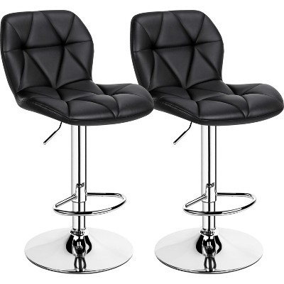 Yaheetech 2pcs Adjustable Modern PU Leather Swivel Bar Stools with Backrest