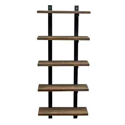 Pomona Metal and Solid Wood Bath Wall Shelf Natural - Alaterre Furniture