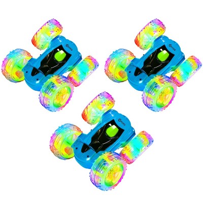 Contixo SC3 RC Stunt Car 4WD – 3‑Pack, Double‑Sided 360° Flip Racer with LED Lights & Wristband Remote, Ages 4+