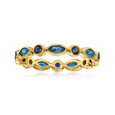 Pure Collection by Ross-Simons 0.70 ct. t.w. London Blue Topaz and .30 ct. t.w. Sapphire Geometric Ring