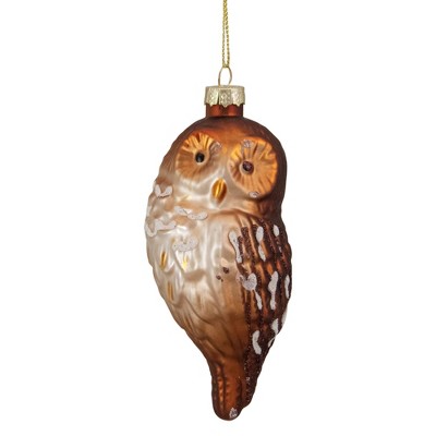 Northlight 4.5" Brown and White Glass Owl Christmas Ornament