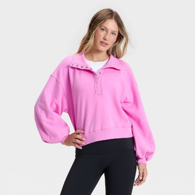 Women's Henley French Terry Sweatshirt - JoyLab™