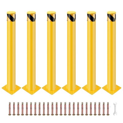 2/4/6-Pack Removable Steel Safety Bollards 30"x4.5", Yellow Powder-Coated Traffic & Parking Barrier Posts with Reflective Stripes