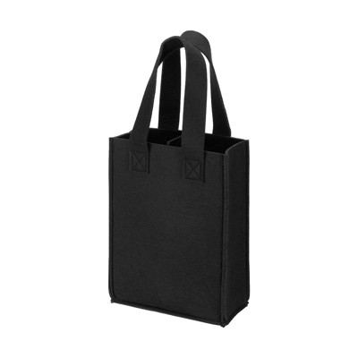 Unique Bargains Felt Reusable 2 Bottle Wine Carrier Tote Bag with Divider