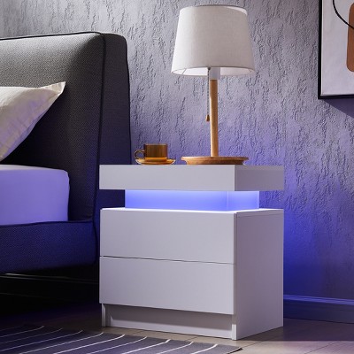 Gulches 20 Inch High White Nightstand with 2 Drawers White Tabletop