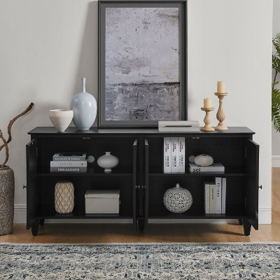 Okak Mid Century Sideboard Buffet Cabinet, Accent Cabinet with 4 Doors and 4 Shelves, Storage Cabinet for Living Room, Entryway, Office