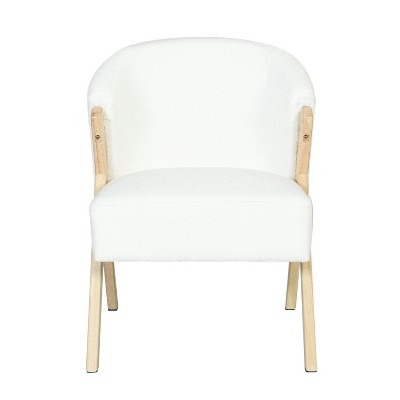 Lirago Modern Accent Chair with White Fabric and Solid Wood Frame-Minimalist Design for Living Room and Office Seating