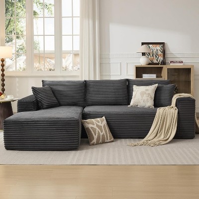 108" L-Shaped Corduroy Sectional Sofa - Plush Modular Couch with Left Chaise, No Assembly Required, Modern Lounge Sofa for Living Room