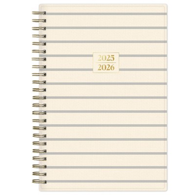 Blue Sky The Everygirl 5"x8" 2025-2026 Weekly/Monthly Wirebound Planner Printed Caro Gray Stripe