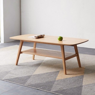 NicBex Modern Coffee Table with Storage Shelf,Natural Rectangle Tea Table,Center Table for Livng Room