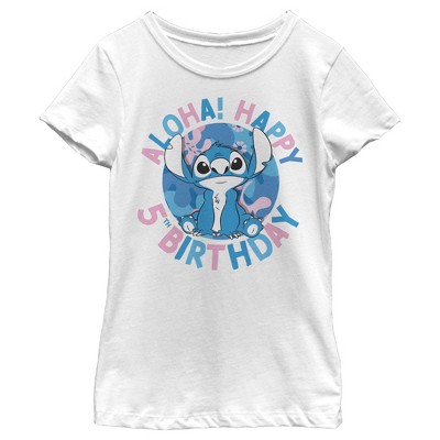 Girl's Lilo & Stitch Happy 5th Birthday T-Shirt