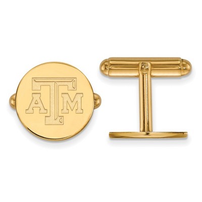 Black Bow Jewelry 14k Yellow Gold Plated Sterling Silver Texas A&M Aggies NCAA Cuff Links