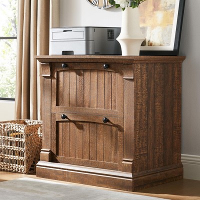 30" File Cabinet with 2 Drawers, Lateral Filing Cabinet with Hanging File Folders & Interlocking Drawers, Wood Storage Cabinet