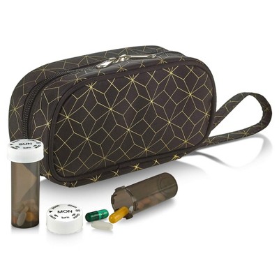 MEDca Pill Bottle Organizer Case: Modular Travel Medicine Carrier Tote Bag for Weekly Bottles w/ 3 Extra Daily Bottles