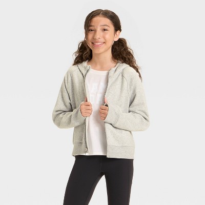 Girls' Active Comfort Fleece Full-Zip Hoodie Sweatshirt - All In Motion™