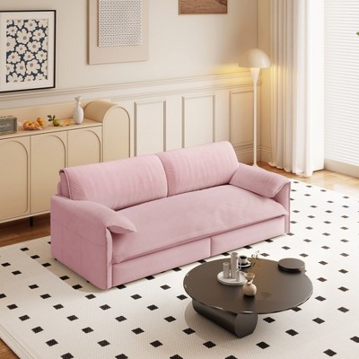 Whison 3-in-1 Velvet Queen Sleeper Sofa Bed & Chaise Lounge with Side Storage Pockets, 2 Seats