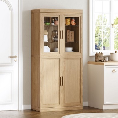 PexFix Freestanding Wood Pantry Cabinet Kitchen Storage Organizer With Shelves & Doors Large Capacity