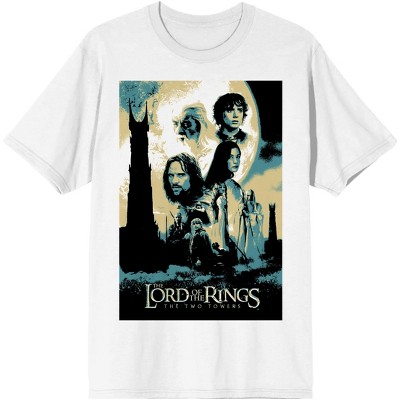 Lord Of The Rings Two Towers Poster Art Men's White T-shirt