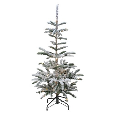 Northlight Real Touch™️ Pre-Lit Slim Flocked Nordmann Fir Artificial Christmas Tree - 6.5' - Warm Clear LED Lights
