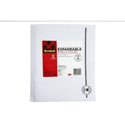 Scotch 3pk Gusseted Mailer White: Self-Adhesive Polyethylene Shipping Envelopes, 11" x 8.5" Padded Mailers