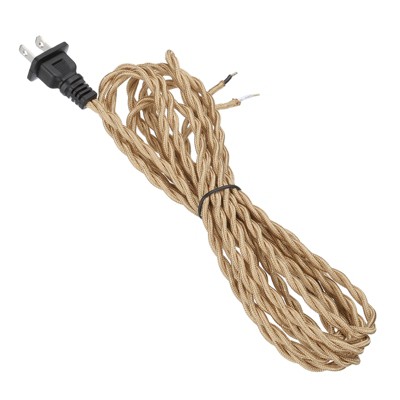 Unique Bargains Extension DIY Repairing Twisted Cloth Covered Lamp Wire with Plug 18 AWG