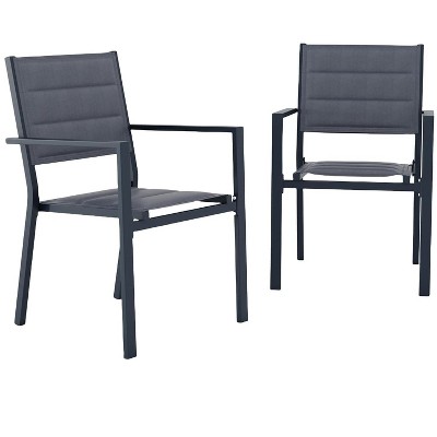 Aluminum Stackable Patio Dining Chairs Set of 2,Stacking Outdoor Dining Chairs for All Weather with Textilene Farbic for for Outdoor, Patio, Deck