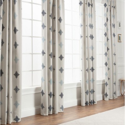 Chanasya 2pk Traverse Damask Print Room Darkening Window Curtain Panels - Set of 2