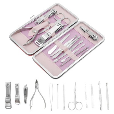 Unique Bargains Beautiful Girls Pattern Nail Clipper Kit Purple Red 1 Set