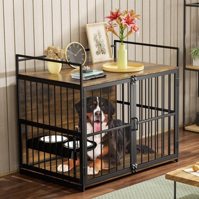 Nicbex 41"/48" Dog Crate Furniture,Sturdy Dog Kennel Indoor with Metal Frame,Multi-Functional Dog Cage with Feeding Bowls,Dog Crates for Large Dogs