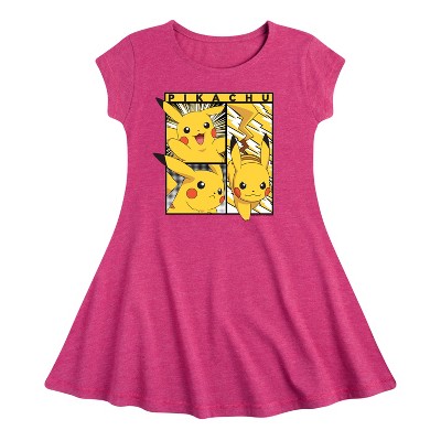 Girls' - Pokémon - Pikachu Poses Fit & Flair Cap Sleeve Graphic Dress