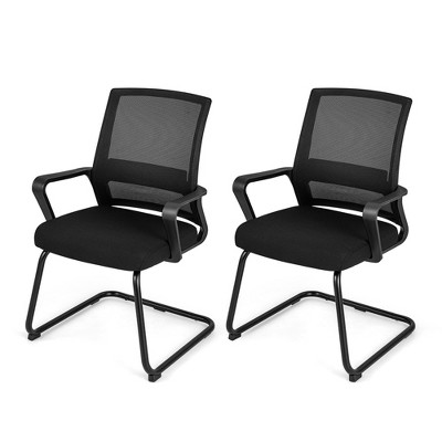 Costway 1/2/4 PCS Office Guest Chair with Lumbar Support, Breathable Mesh Back without Wheels Black
