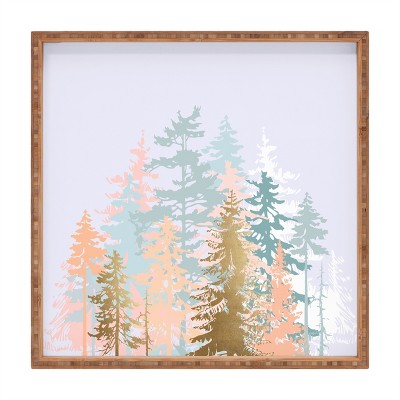 Iveta Abolina Blush Forest Square Bamboo Tray - Deny Designs