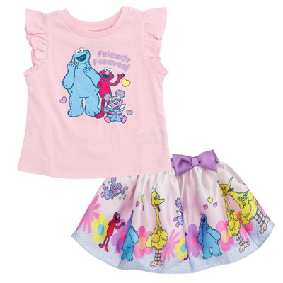 Sesame Street Girls Tank Top and Satin Skirt Outfit Set Toddler