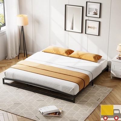 Jojoka Low Profile Metal Queen Bed Frame with Arch Head & Footboard – Heavy Duty, Noise-Free, Easy Assembly, No Box Spring Needed