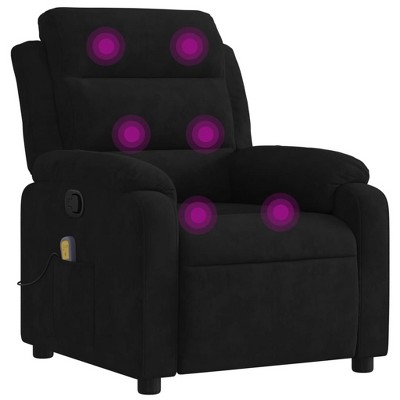 vidaXL Massage Recliner Chair Black Velvet - Manual Push Back