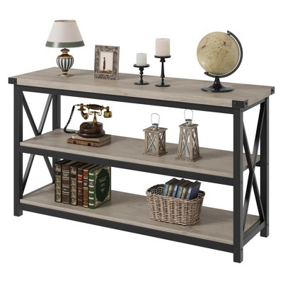 47 Inch Entryway Table, Narrow Long Console Table with Storage, 3 Tier Wood Sofa Table for Living Room