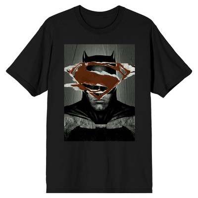 Batman V Superman Dawn Of Justice Batman with Torn S Men's Black Graphic T-Shirt
