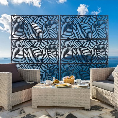 CAVINAS Patio Decorative Screen Metal Fence Privacy Screen with Leaf Pattern for Outside and Garden, 76" H×48" W