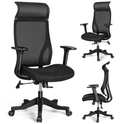 SUGIFT Office Chair Ergonomic Desk Chair with Mesh Back, Headrest & 3D Armrests – Black