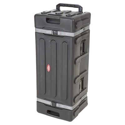 SKB Drum Hardware Case with Wheels, Durable Roto-Molded Polyethylene Mobile Storage with Telescoping Handle and Secure Cinch Straps, Black