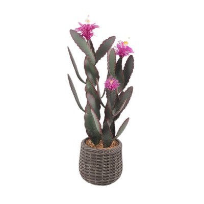 36 Inch Artificial Cactus Plant, Faux Cactus Potted Plant with Flower, Realistic Fake Cacti Saguaro for Home Office Decor, Low Maintenance