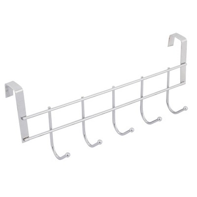 Unique Bargains Bathroom Metal 5 Hooks Towel Clothing Belt Hooks and Hangers Silver Tone 1 Pc