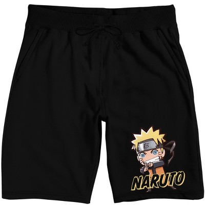 Naruto Shippuden Chibi Naruto Adult Black Sleep Pajama Shorts