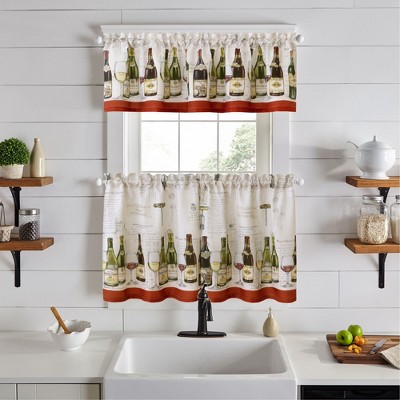 Wine Tasting 3-Piece Kitchen Curtain Tier Set & Valance - Elrene Home Fashions