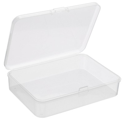 Unique Bargains Rectangular Storage Container with Hinged Lid for Beads Craft 12 Pcs