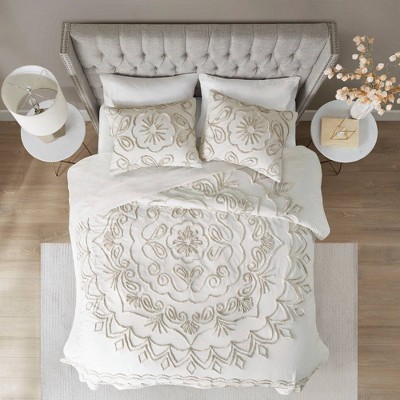 3pc Valeria Tufted Cotton Chenille  Coverlet Set