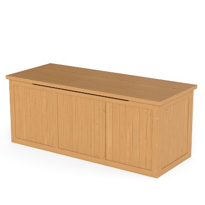 Cesicia Outdoor Wooden Deck Box, for Patio Furniture Cushions, Pool Toys & Garden Tools