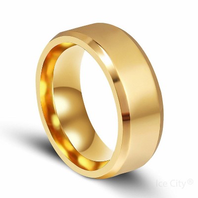 Ice City Titanium Steel Band Ring for Men and Women, Comfort Fit, Plain Silver/Black/Gold Engagement Ring