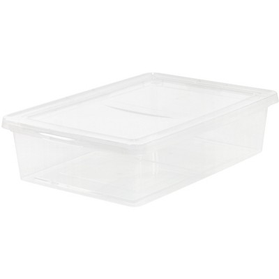 IRIS USA Plastic Storage Bin Tote Organizing Container with Latching Lid, Shoe Box, Clear