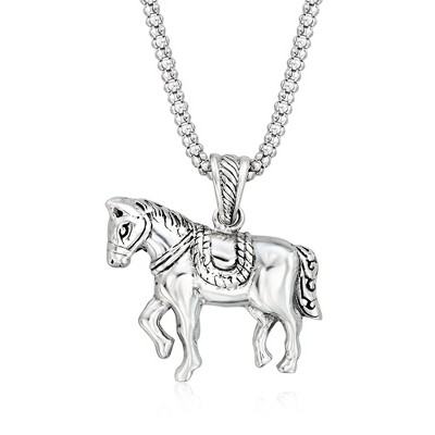 Ross-Simons Sterling Silver Bali-Style Horse Pendant Necklace Size 18